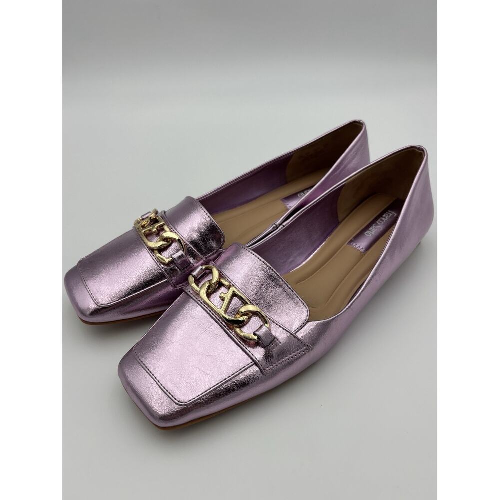Franco Sarto Loafers Flats Pink Metallic Size 10 Chain Accent - Picture 5 of 13